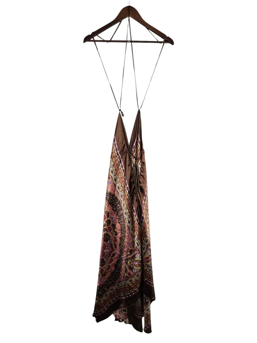 Plunging Halter Maxi Dress in Pink Paisley - Picture 6 of 9